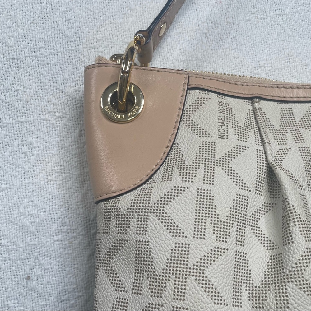 Michael‎ Kors Beige and Cream Women's Shoulder Bag~ Jet Set MK Logo - Picture 12 of 15